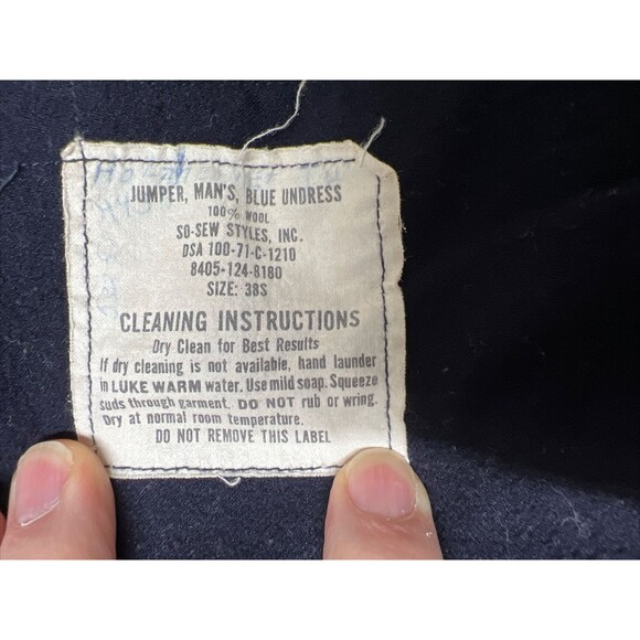 US Navy Sailor Uniform wool Jumper Blue Undress 38S DSA100-71-C-1210 Vietnam Era - Picture 2 of 16